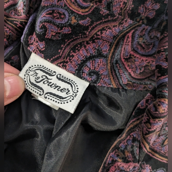Vintage The Towner Velvet Paisley Print Fully Lined Slim Fit Blazer Jacket 7/8 - Picture 8 of 12